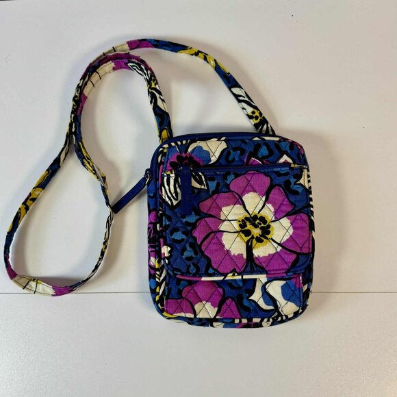 VERA BRADLEY African Violet Floral/Leopard Print Quilted Crossbody Bag - Picture 1 of 10